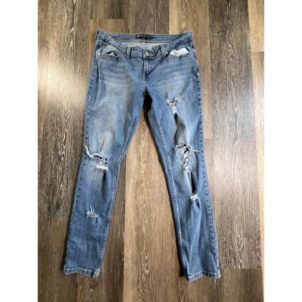 Levi's Demi Curve Jeans Women 5/32 Blue Low Rise Skinny Distressed Ripped Denim